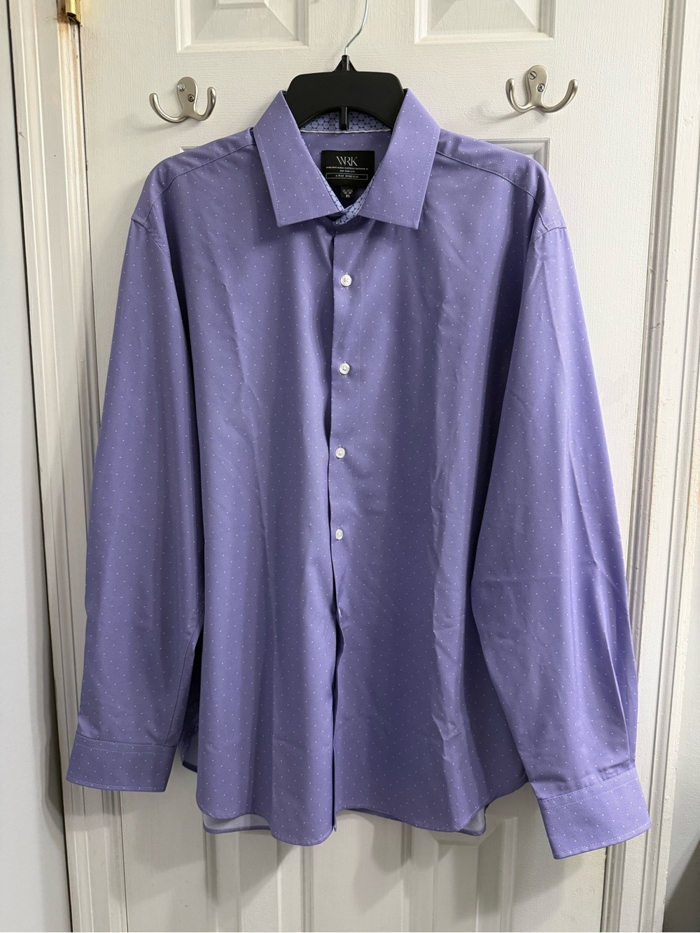 WRK Men's Light Purple Dot-Pattern Dress Shirt XL Extra Large